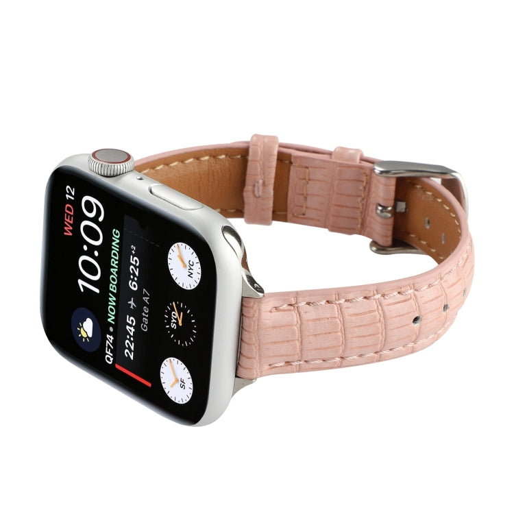For Apple Watch Series 8 45mm Slim Crocodile Leather Watch Band(Pink) - free shipping - PMC TechLife - Order now!