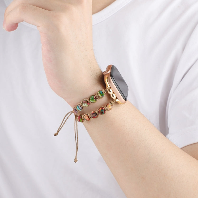 For Apple Watch Series 2 38mm Heart Stones Drawstring Chain Watch Band(Colorful) - free shipping - PMC TechLife - Order now!