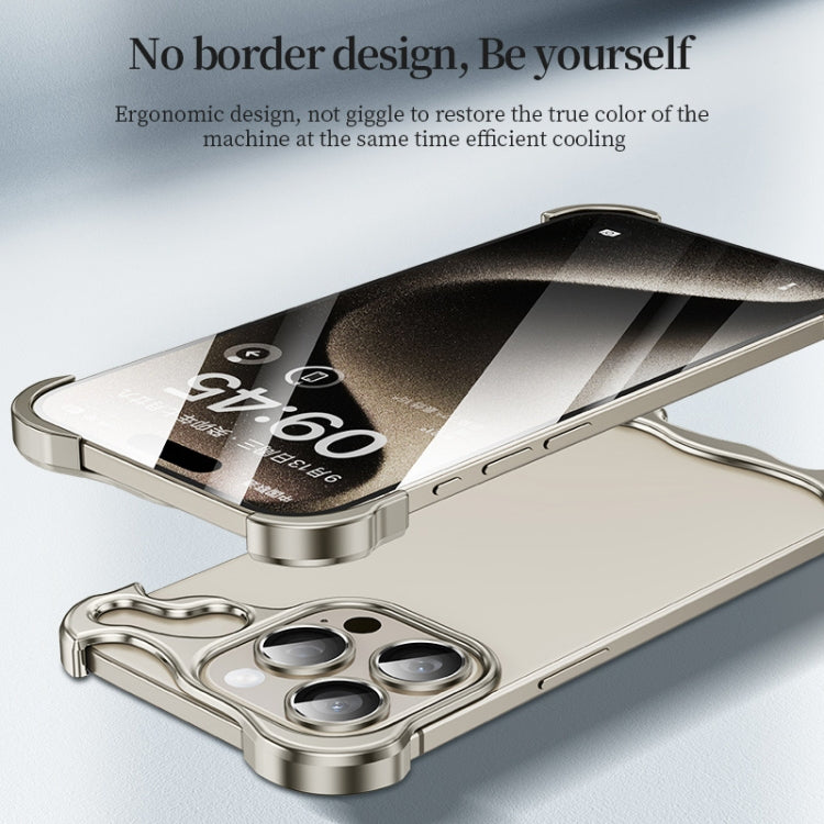 For iPhone 15 Pro Frameless Metal Corner Pad Phone Case with Lens Film(Blue) - iPhone 15 Pro Cases by PMC TechLife | Online Shopping South Africa | PMC TechLife | Buy Now Pay Later Mobicred