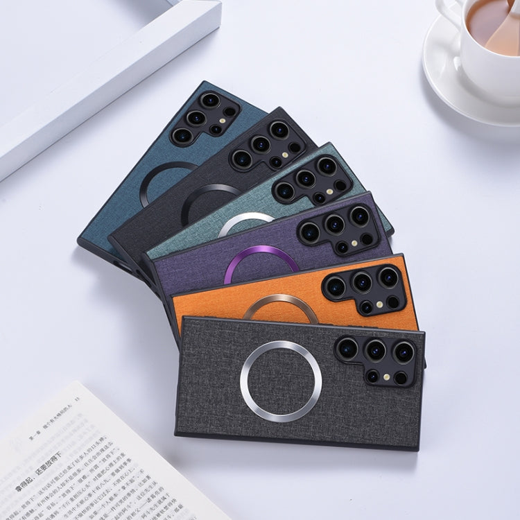 For Samsung Galaxy S24 Ultra 5G Magsafe Magnetic Ring Cloth Texture Phone Case(Black) - free shipping - PMC TechLife - Order now!