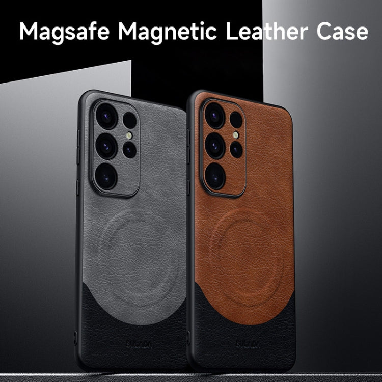 For Samsung Galaxy S24+ 5G SULADA Stitching Leather MagSafe Magnetic Phone Case(Grey) - Galaxy S24+ 5G Cases by SULADA | Online Shopping South Africa | PMC TechLife