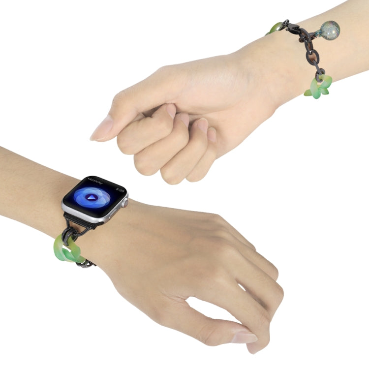For Apple Watch Series 8 41mm Gradient Resin Chain Watch Band(Green) - Watch Bands by PMC TechLife | Online Shopping South Africa | PMC TechLife | Buy Now Pay Later Mobicred