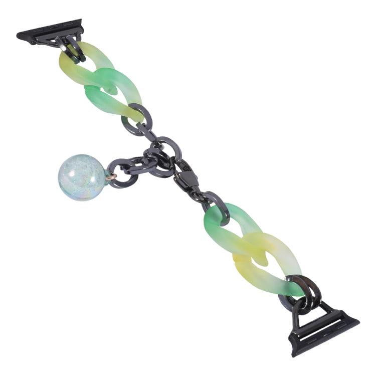 For Apple Watch Series 2 38mm Gradient Resin Chain Watch Band(Green) - Watch Bands by PMC TechLife | Online Shopping South Africa | PMC TechLife | Buy Now Pay Later Mobicred