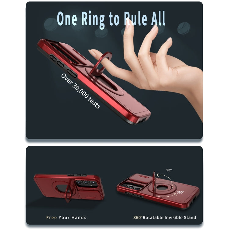 For Samsung Galaxy S23 FE 5G Camshield MagSafe Ring Holder Armor Phone Case(Red) - Galaxy S23 FE 5G Cases by PMC TechLife | Online Shopping South Africa | PMC TechLife