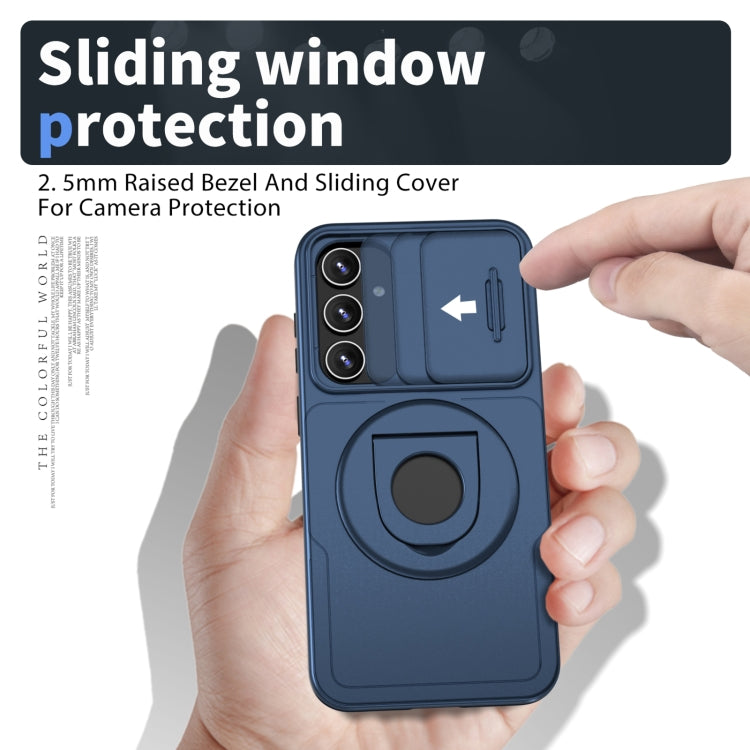 For Samsung Galaxy S22 5G Camshield MagSafe Ring Holder Armor Phone Case(Blue) - Galaxy S22 5G Cases by PMC TechLife | Online Shopping South Africa | PMC TechLife