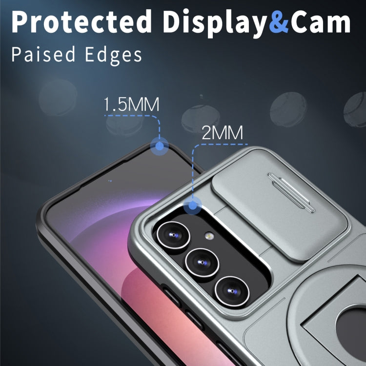 For Samsung Galaxy S22 5G Camshield MagSafe Ring Holder Armor Phone Case(Titanium Grey) - Galaxy S22 5G Cases by PMC TechLife | Online Shopping South Africa | PMC TechLife