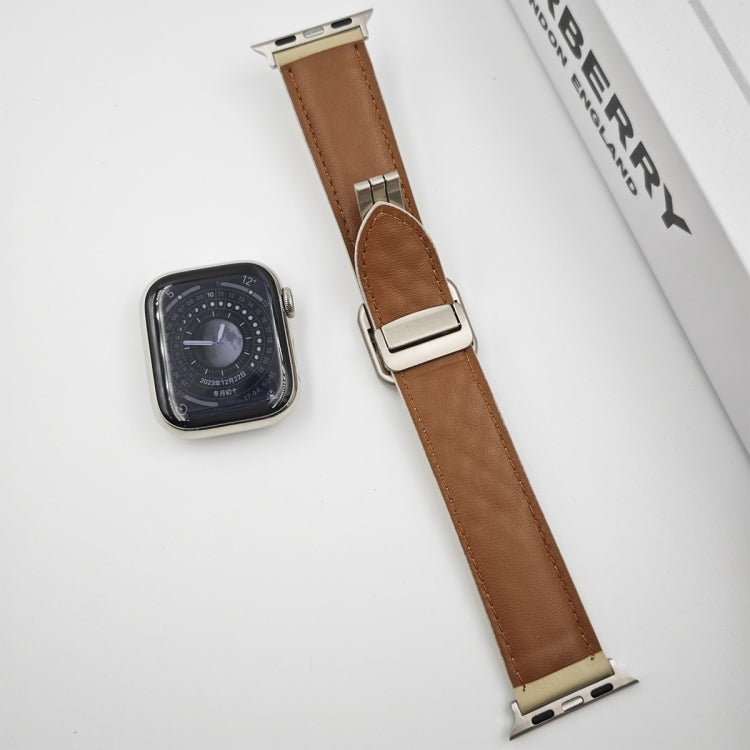 For Apple Watch Series 2 42mm Rhombus Pattern Magnetic Square Buckle Leather Watch Band(Red) - Watch Bands by PMC TechLife | Online Shopping South Africa | PMC TechLife | Buy Now Pay Later Mobicred