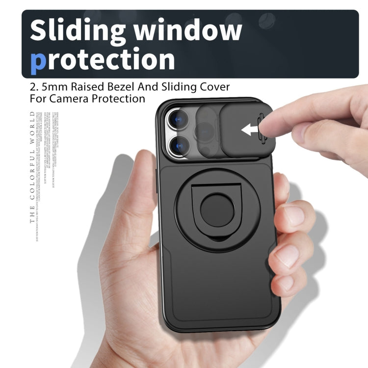 For iPhone 15 Pro Max Camshield MagSafe Ring Holder Armor Phone Case(Black) - iPhone 15 Pro Max Cases by PMC TechLife | Online Shopping South Africa | PMC TechLife | Buy Now Pay Later Mobicred