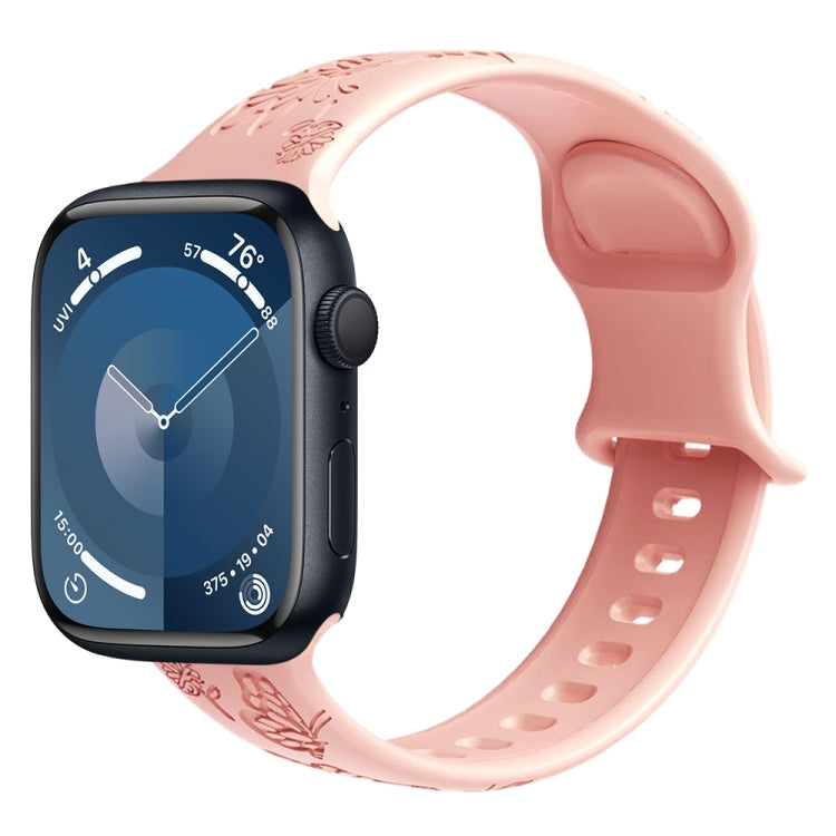 For Apple Watch 42mm Butterfly Flower Embossed Silicone Watch Band(Retro Rose) - Watch Bands by PMC TechLife | Online Shopping South Africa | PMC TechLife