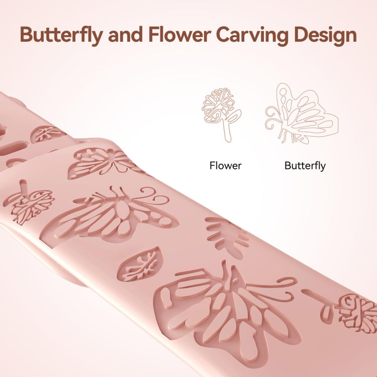For Apple Watch 42mm Butterfly Flower Embossed Silicone Watch Band(Retro Rose) - Watch Bands by PMC TechLife | Online Shopping South Africa | PMC TechLife