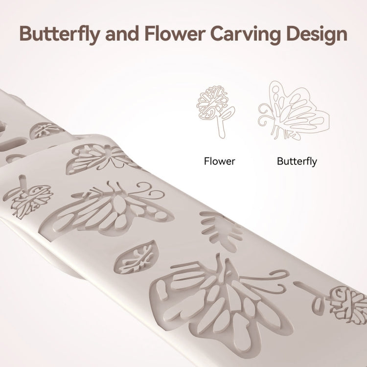 For Apple Watch 38mm Butterfly Flower Embossed Silicone Watch Band(Starlight) - Watch Bands by PMC Jewellery | Online Shopping South Africa | PMC Jewellery