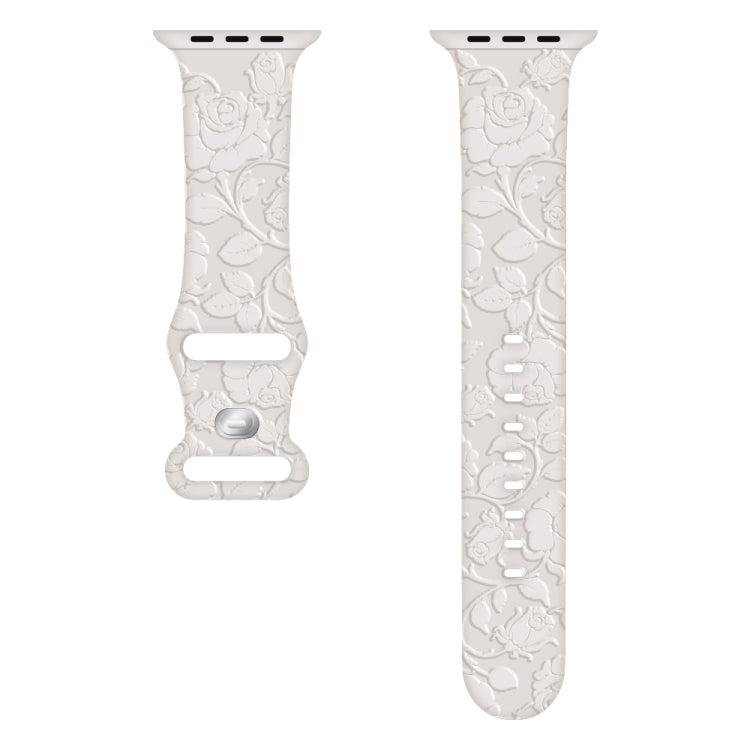 For Apple Watch Series 2 38mm Rose Embossed Silicone Watch Band(Starlight) - Watch Bands by PMC TechLife | Online Shopping South Africa | PMC TechLife
