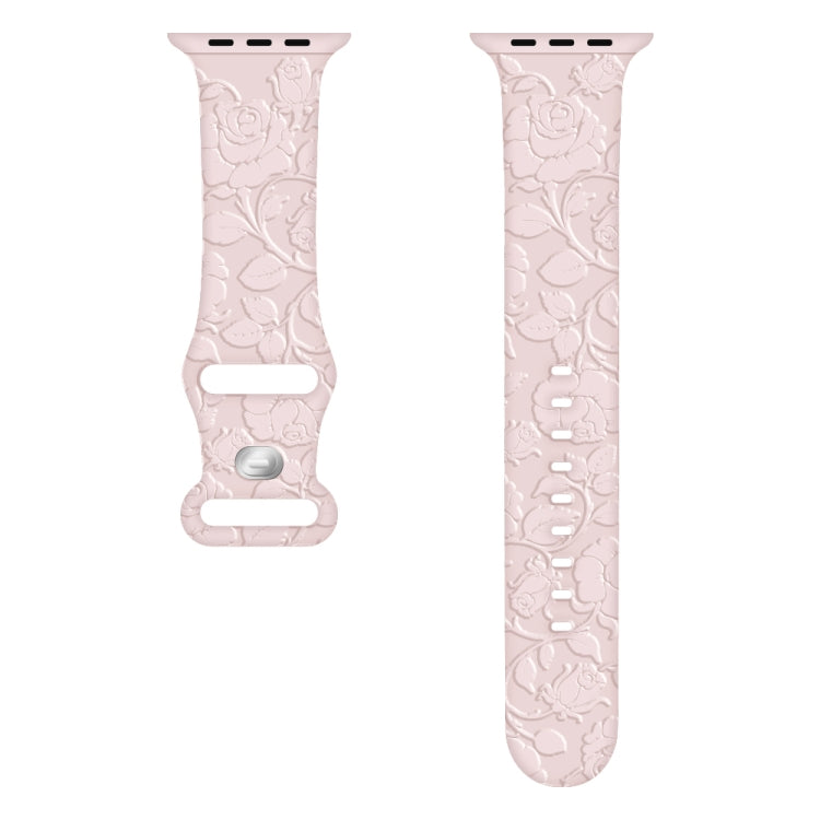 For Apple Watch 38mm Rose Embossed Silicone Watch Band(Pink) - Watch Bands by PMC TechLife | Online Shopping South Africa | PMC TechLife