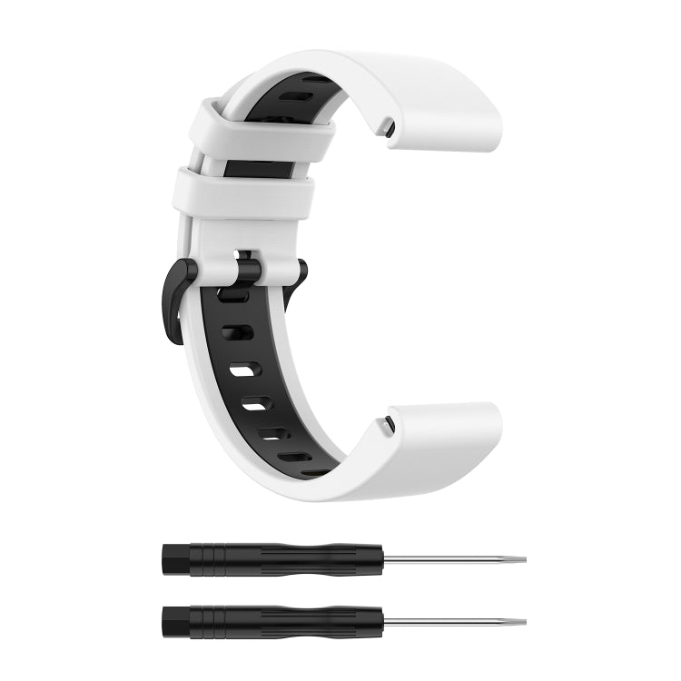 Compatible with Garmin Fenix 6S Two-color Silicone Watch Band(White Black) - Watch Bands by PMC TechLife | Online Shopping South Africa | PMC TechLife | Buy Now Pay Later Mobicred