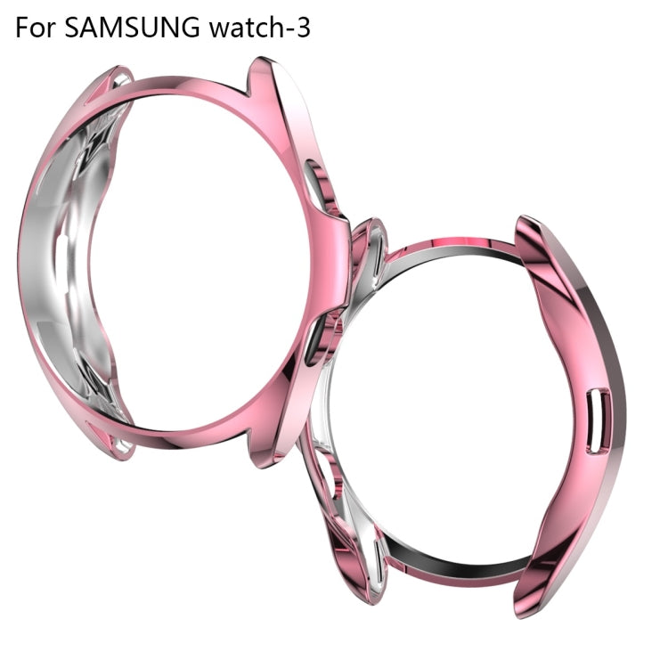 For Samsung Galaxy Watch 3 45mm Electroplating Hollow Half-pack TPU Protective Case(Fink) - Watch Cases by ENKAY | Online Shopping South Africa | PMC Jewellery | Buy Now Pay Later Mobicred