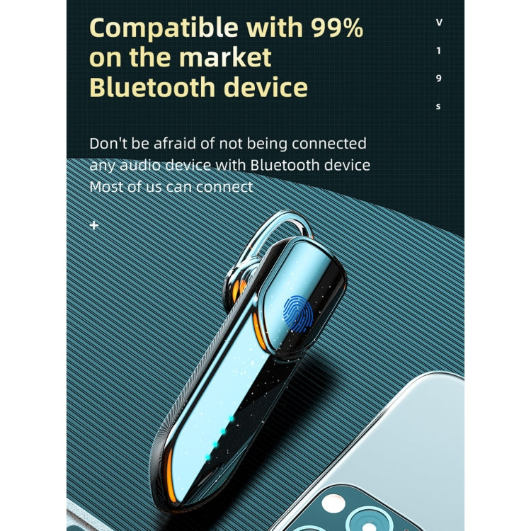 V19S Bluetooth 5.0 Business Style Fingerprint Touch Bluetooth Earphone(Pink) - Bluetooth Earphone by PMC TechLife | Online Shopping South Africa | PMC TechLife