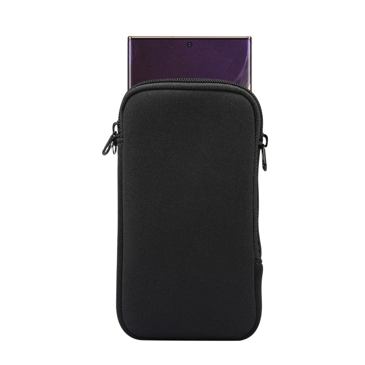 Universal Elasticity Zipper Protective Case Storage Bag with Lanyard For 6.7-6.9 inch Smart Phones(Black) - iPhone 12 Pro Max Cases by PMC TechLife | Online Shopping South Africa | PMC TechLife | Buy Now Pay Later Mobicred