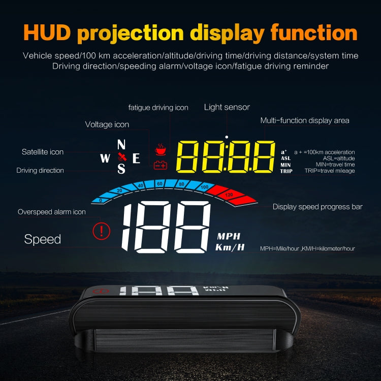 M16 Car HUD Head-up Display GPS Speed Meter Speed / Voltage - Head Up Display System by PMC Jewellery | Online Shopping South Africa | PMC Jewellery