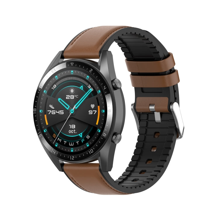 20mm Silicone Leather Watch Band for Huawei Watch GT 2 42mm(Brown) - Watch Bands by PMC TechLife | Online Shopping South Africa | PMC TechLife | Buy Now Pay Later Mobicred