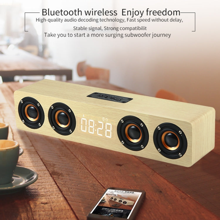 W8C Wooden Clock Subwoofer Bluetooth Speaker, Support TF Card & U Disk & 3.5mm AUX(Brown Wood) - Desktop Speaker by PMC Jewellery | Online Shopping South Africa | PMC Jewellery