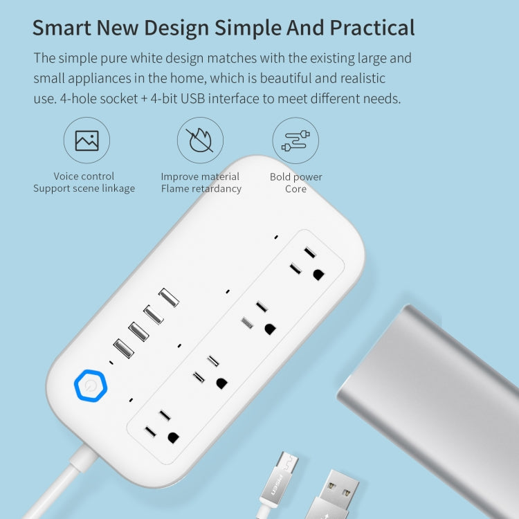 YPS11 Four Holes + 4 x USB Multi-purpose WiFi Smart Power Strip, US Plug - Smart Socket by PMC Jewellery | Online Shopping South Africa | PMC Jewellery