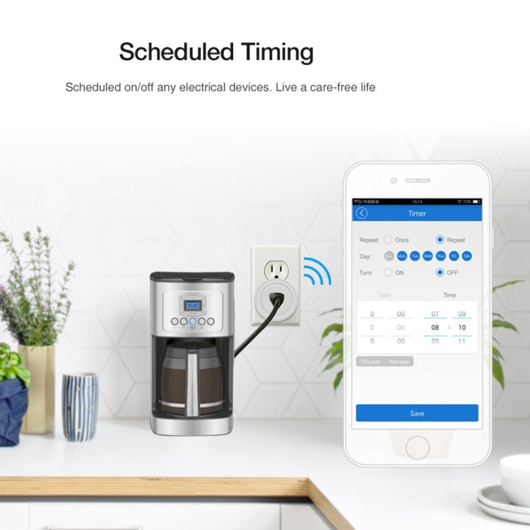 SA-003 10A Mini WiFi Plug Timing Smart Socket Works with Alexa & Google Home, AC 100-240V, US Plug - Smart Socket by PMC TechLife | Online Shopping South Africa | PMC TechLife