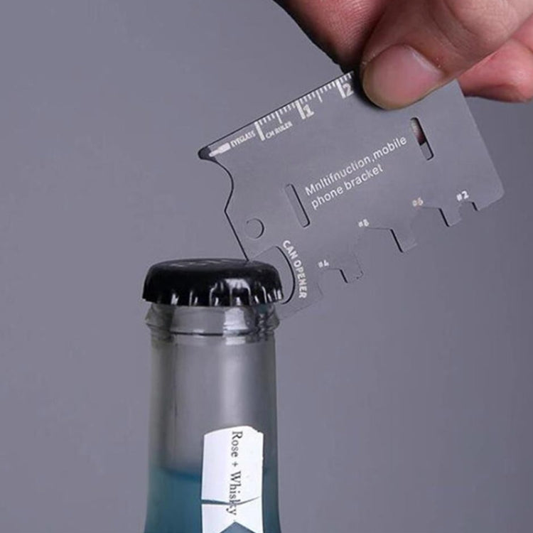 Multi-function Folding Stainless Steel Tool Card Bottle Opener Phone Holder - Desktop Holder by PMC TechLife | Online Shopping South Africa | PMC TechLife