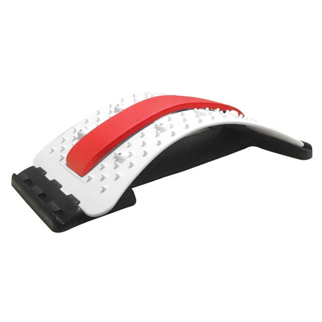 Lumbar Traction Stretching Device Posture Corrector Waist Support Spine Pain Relief Back Massage Stretcher(Red + White) - free shipping - PMC TechLife - Order now!