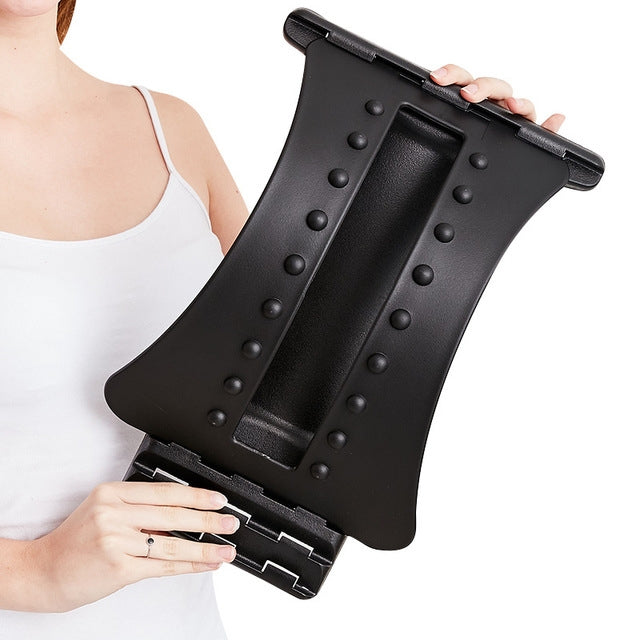 Lumbar Traction Stretching Device Posture Corrector Waist Support Spine Pain Relief Back Massage Stretcher(White Blue) - free shipping - PMC TechLife - Order now!