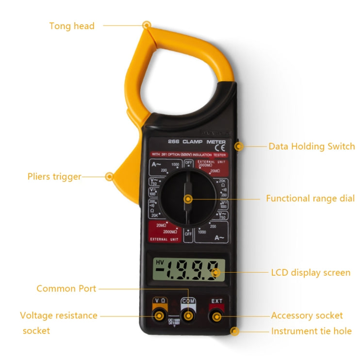 ANENG 266X Automatic High-Precision Clamp Multimeter with Buzzer (Yellow) - free shipping - PMC TechLife - Order now!
