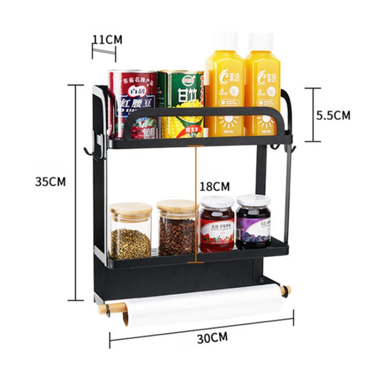 Kitchen Double Layers Magnetic Refrigerator Rack Storage Holder (Black) - Shelf by PMC TechLife | Online Shopping South Africa | PMC TechLife | Buy Now Pay Later Mobicred