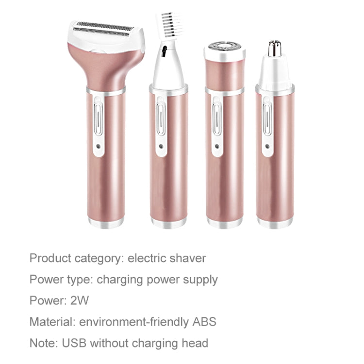 4 In 1  USB Rechargeable Vibrissa Eyebrows Trimmer Body Hair Denuding Machine Set(Rose Gold) - free shipping - PMC TechLife - Order now!
