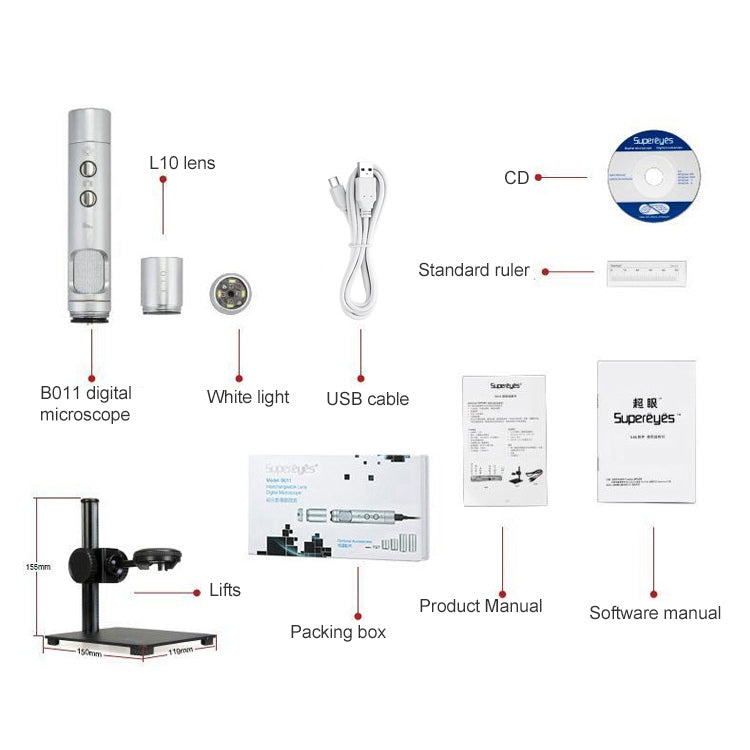 Supereyes B011 HD Digital Electronic Microscope Industrial Mobile Phone Repair Magnifying Glass - Digital Microscope by Supereyes | Online Shopping South Africa | PMC Jewellery | Buy Now Pay Later Mobicred