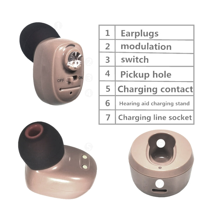KAIXINWEI VHP-601 DC3.7V In-ear Bluetooth Hearing Aid Sound Amplifier (Black) - Hearing Aids by PMC TechLife | Online Shopping South Africa | PMC TechLife