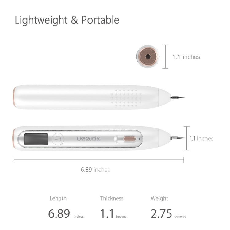 XPREEN XPRE051 Professional Wireless Rechargeable Mole Freckle Dark Spots Tattoo Wart Removal Pen Skin Tag Spot Eraser Pro Beauty Sweep Spot Pen Kit With LED Screen & Spotlight(White) - Beauty Instrument by Xpreen | Online Shopping South Africa | PMC Jewellery | Buy Now Pay Later Mobicred