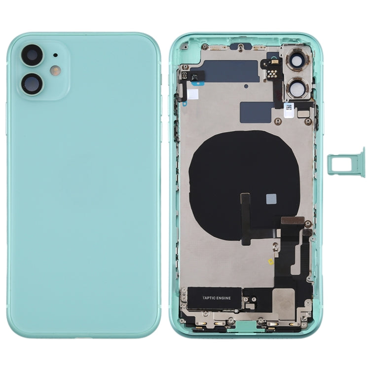 Battery Back Cover Assembly (with Side Keys & Power Button + Volume Button Flex Cable & Wireless Charging Module & Motor & Charging Port & Speaker Ringer Buzzer & Card Tray & Camera Lens Cover) for iPhone 11(Green) - Back Cover by PMC TechLife | Online Shopping South Africa | PMC TechLife | Buy Now Pay Later Mobicred