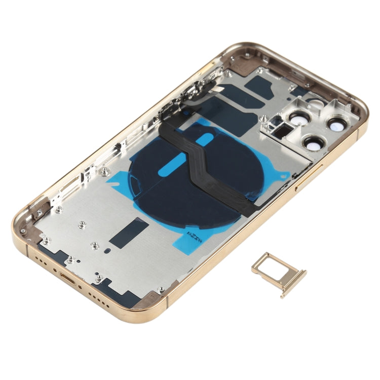 Battery Back Cover (with Side Keys & Card Tray & Power + Volume Flex Cable & Wireless Charging Module) for iPhone 12 Pro(Gold) - Back Cover by PMC TechLife | Online Shopping South Africa | PMC TechLife