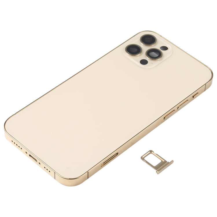 Battery Back Cover Assembly (with Side Keys & Speaker Ringer Buzzer & Motor & Camera Lens & Card Tray & Power Button + Volume Button + Charging Port & Wireless Charging Module) for iPhone 12 Pro(Gold) - free shipping - PMC TechLife - Order now!