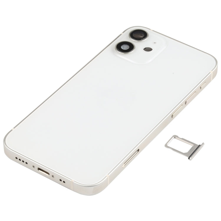 Battery Back Cover Assembly (with Side Keys & Speaker Ringer Buzzer & Motor & Camera Lens & Card Tray & Power Button + Volume Button + Charging Port & Wireless Charging Module) for iPhone 12 Mini(White) - Back Cover by PMC TechLife | Online Shopping South Africa | PMC TechLife