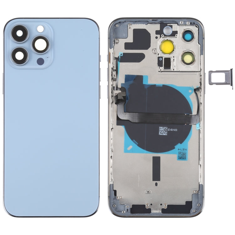 For iPhone 13 Pro Max Battery Back Cover with Side Keys & Card Tray & Power + Volume Flex Cable & Wireless Charging Module(Blue) - Back Cover by PMC Jewellery | Online Shopping South Africa | PMC Jewellery