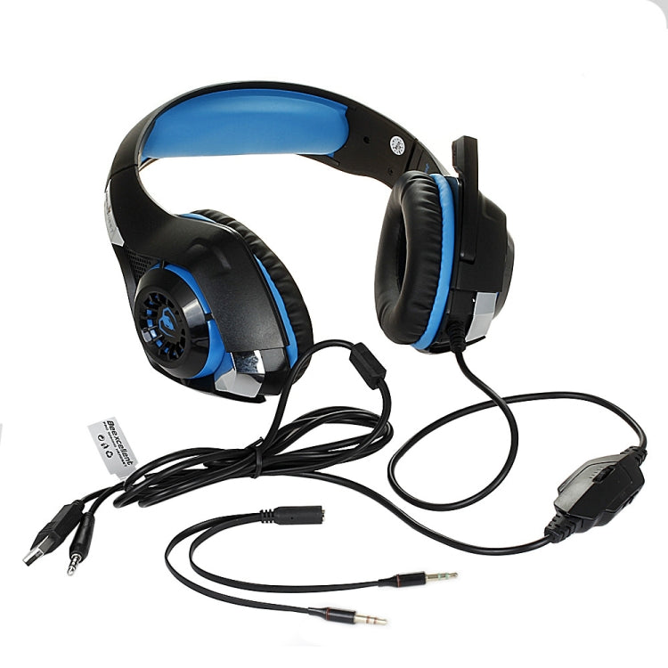 Beexcellent GM-1 Stereo Bass Gaming Wired Headphone with Microphone & LED Light, For PS4, Smartphone, Tablet, PC, Notebook(Blue) - Multimedia Headset by PMC TechLife | Online Shopping South Africa | PMC TechLife