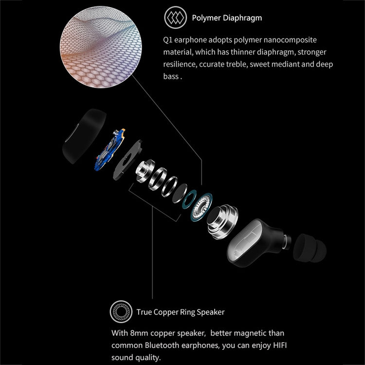 Q1 TWS Bluetooth 5.0 Binaural Stereo Wireless Sports Bluetooth Earphone(Black) - TWS Earphone by PMC TechLife | Online Shopping South Africa | PMC TechLife