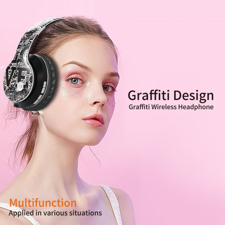 B1 Graffiti Pattern Wireless Bluetooth V5.0 Headset (Black Silver) - Headset & Headphone by PMC TechLife | Online Shopping South Africa | PMC TechLife