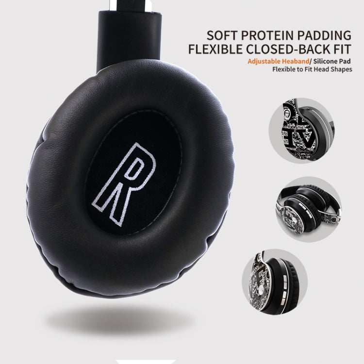 B1 Graffiti Pattern Wireless Bluetooth V5.0 Headset (Black Silver) - Headset & Headphone by PMC TechLife | Online Shopping South Africa | PMC TechLife