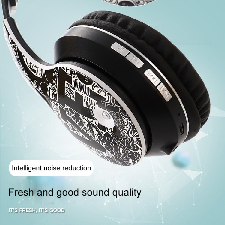 B1 Graffiti Pattern Wireless Bluetooth V5.0 Headset (Red) - Headset & Headphone by PMC TechLife | Online Shopping South Africa | PMC TechLife