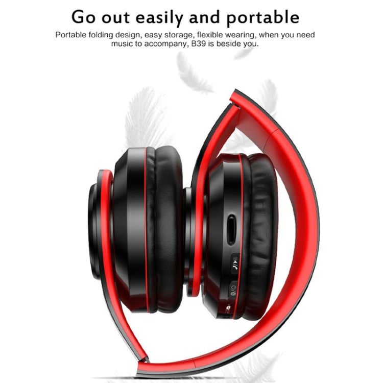 B39 Wireless Bluetooth V5.0 Headset (Black Red) - Headset & Headphone by PMC Jewellery | Online Shopping South Africa | PMC Jewellery