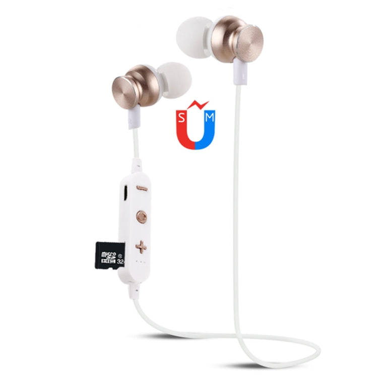F17 Bluetooth 4.2 Hanging Neck Design Bluetooth Headset, Support Music Play & Switching & Volume Control & Answer(Gold) - Neck-mounted Earphone by PMC TechLife | Online Shopping South Africa | PMC TechLife