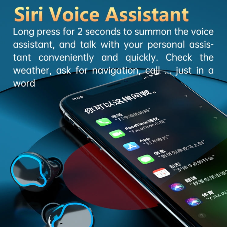 M9 Bluetooth 5.1 TWS Mirror Digital Display Wireless Bluetooth Earphone with Charging Box Flashlight , Support Touch & Siri & Battery Display(Black) - TWS Earphone by PMC TechLife | Online Shopping South Africa | PMC TechLife