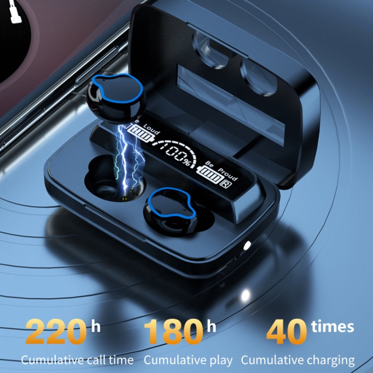 M9 Bluetooth 5.1 TWS Mirror Digital Display Wireless Bluetooth Earphone with Charging Box Flashlight , Support Touch & Siri & Battery Display(Black) - TWS Earphone by PMC TechLife | Online Shopping South Africa | PMC TechLife