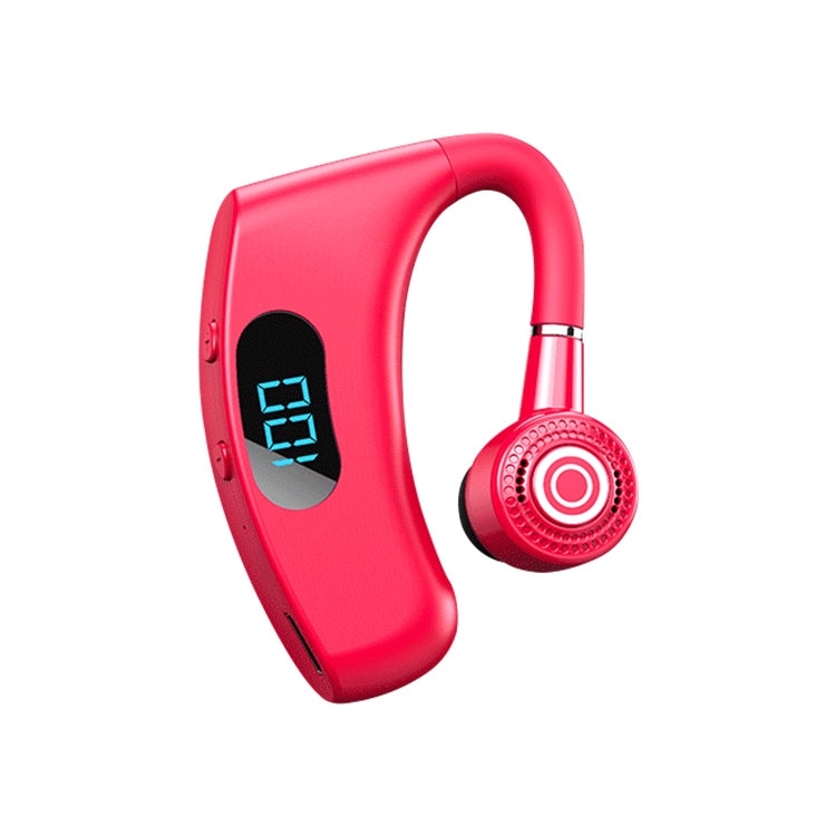V12 Bluetooth 5.2 Business Hanging Ear Style Smart LED Digital Display Wireless Bluetooth Earphone with Charging Box (Red) - Bluetooth Earphone by PMC TechLife | Online Shopping South Africa | PMC TechLife